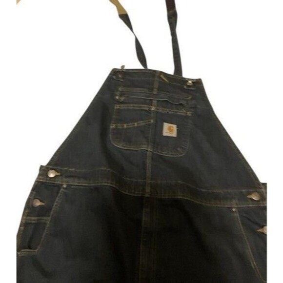 NWT Carhartt RN14806 Dark Blue Double Knee Insulated Bib Overalls Men Size 50X32 - Picture 8 of 13